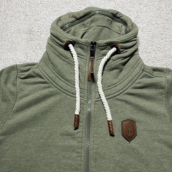 Naketano Sweatshirt Mens Large Green A Brave New World Full Zip Cowl Neck - Picture 6 of 16